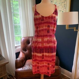 Banana Republic Pink Tye Dye Silk Midi Dress Size 10